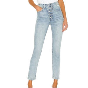 Weworewhat Danielle Crystal High Waist Straight Button Fly Light Denim Size 28